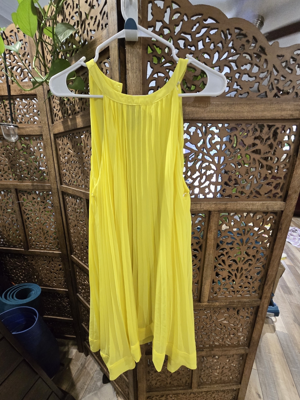 Bright Yellow Pleated Women's Sundress
